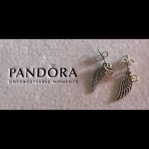 Pandora 14kt gold & silver wing earrings